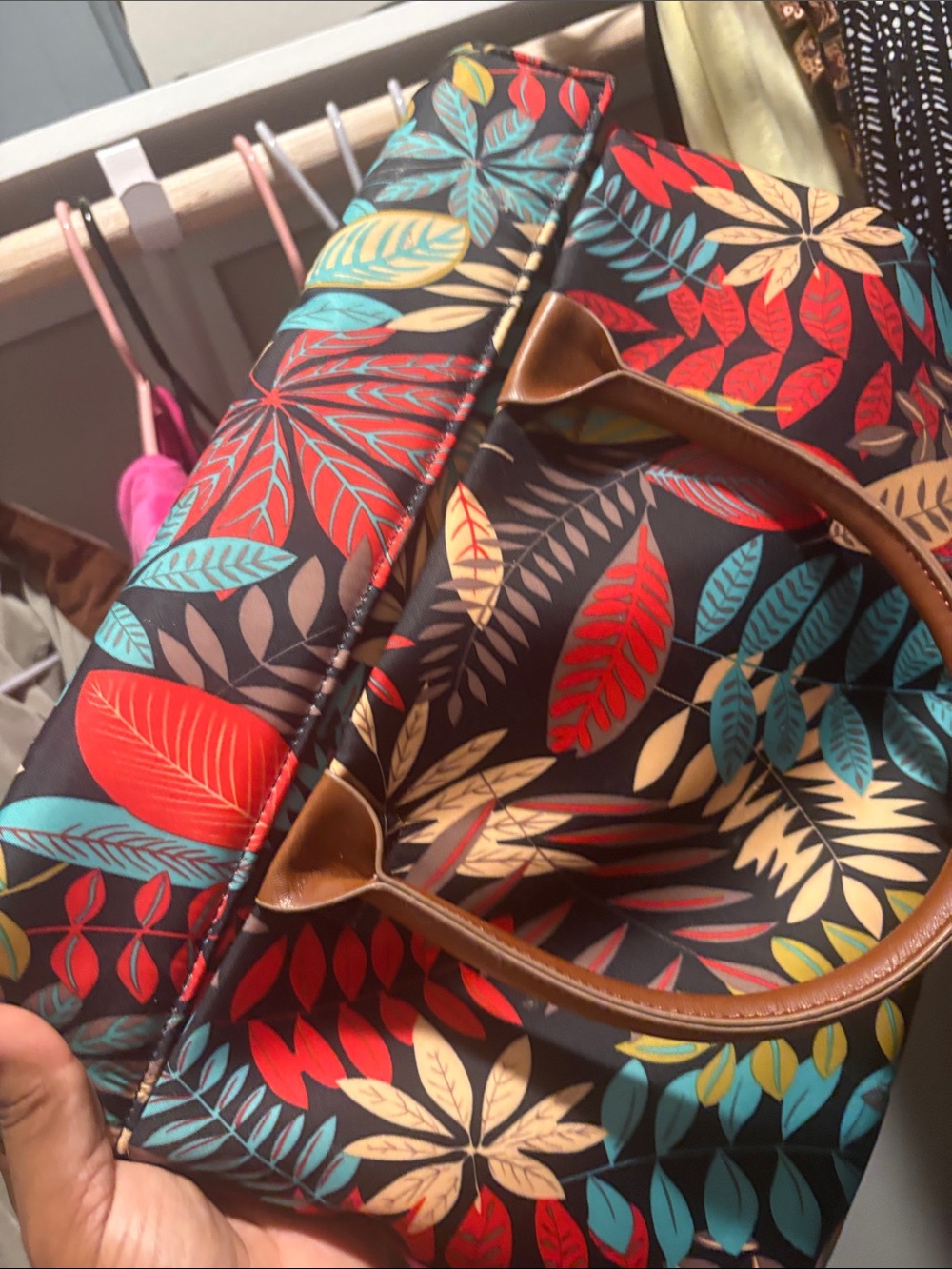 Tropical Leaf Print Tote Bag in Multicolor - Unbranded for laptop